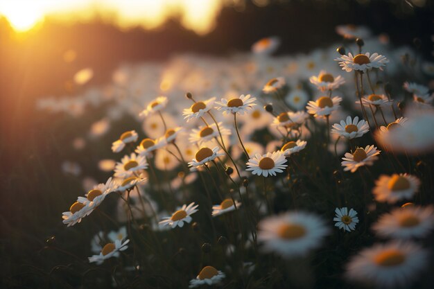 Daisy field landscape for wallpapers