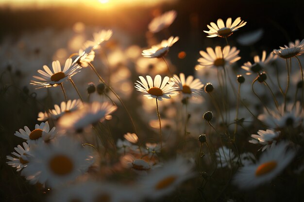 Daisy field landscape for wallpapers