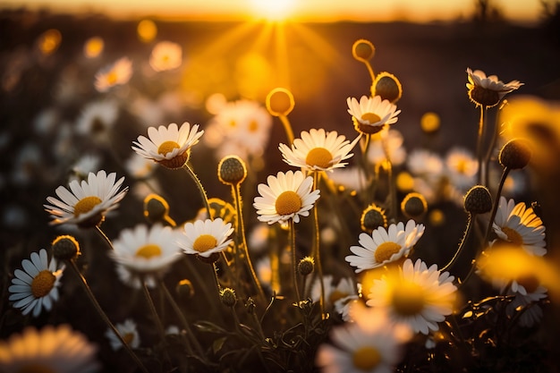 Daisy field landscape for wallpapers