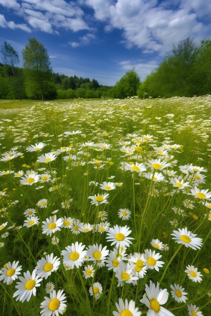 Daisy field landscape for wallpapers