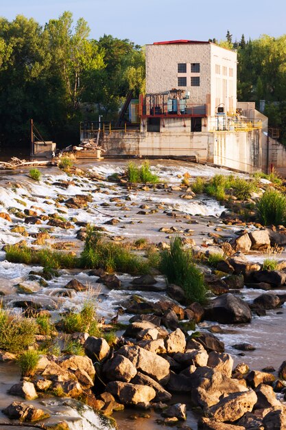 dam at Ebro river in Logrono. La Rioja