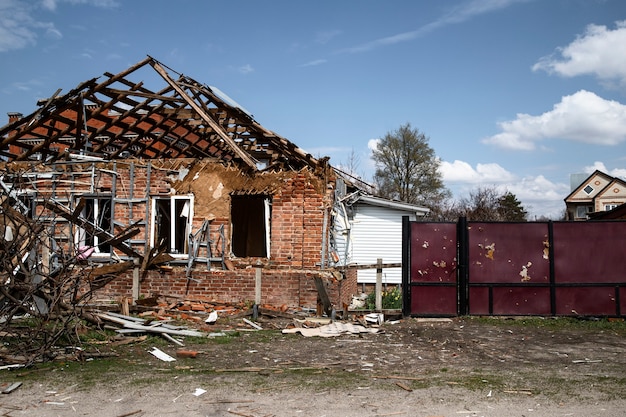 Damaged house russian's war in ukraine
