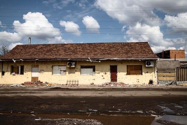 Damaged house russian's war in ukraine