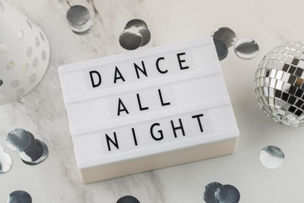 Dance message on lightbox arrangement