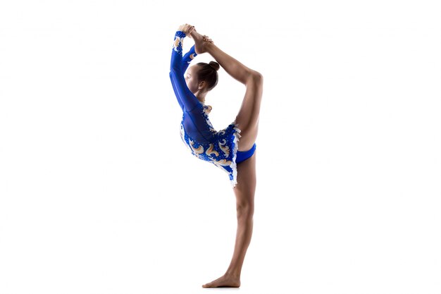 Dancer girl doing standing splits