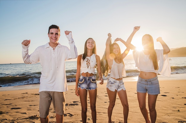 Dancing and enjoying the beach party