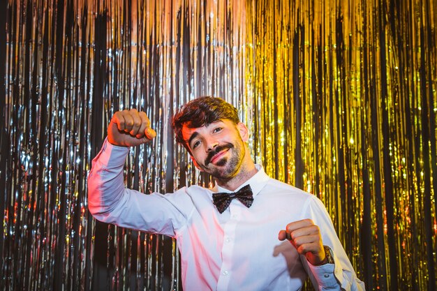 Dancing man at new year party