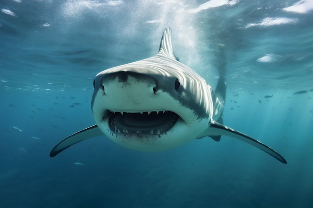 Free photo dangerous shark underwater