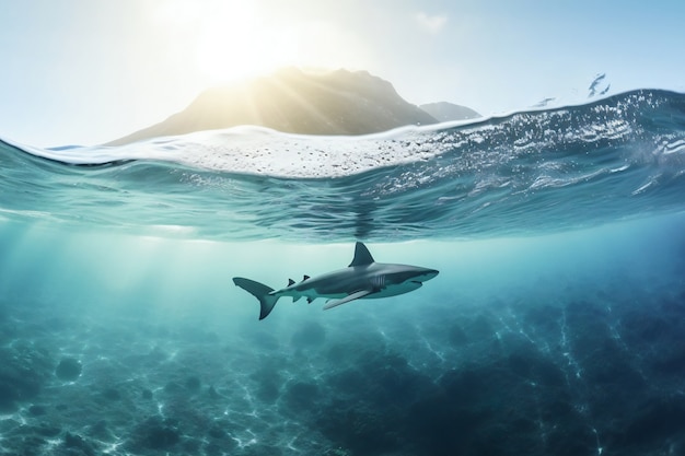 Free photo dangerous shark underwater