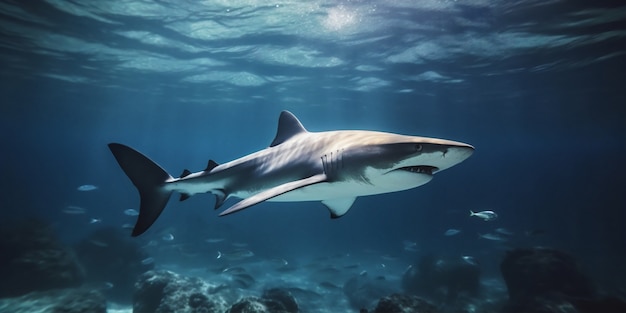 Free photo dangerous shark underwater