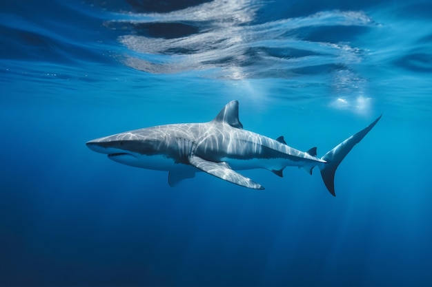 Free photo dangerous shark underwater