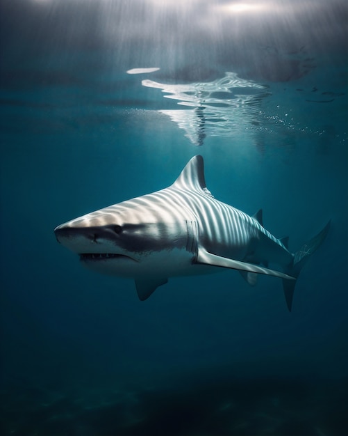 Free photo dangerous shark underwater