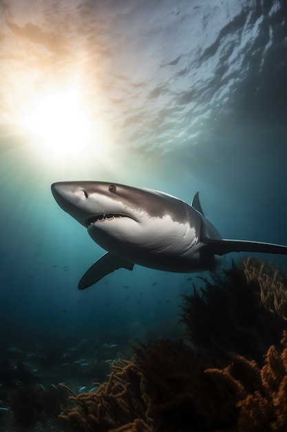 Dangerous shark underwater