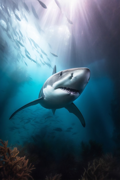 Dangerous shark underwater