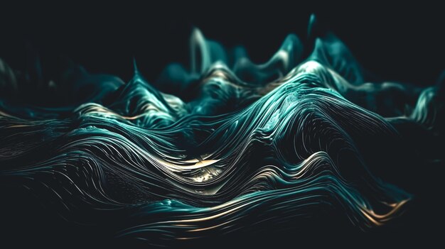 Dark background with green soft lines generative AI