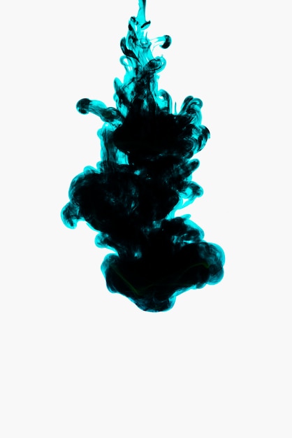 Dark blue ink cloud on white