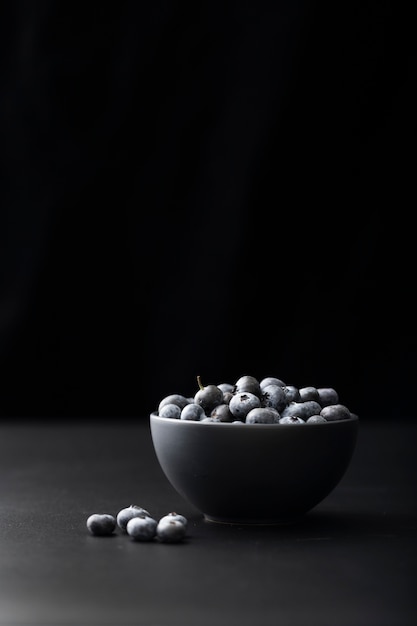 Free photo dark bowl with cranberries on a dark background