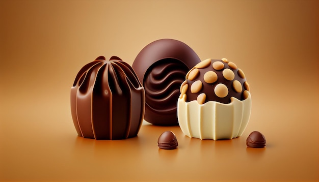 Dark chocolate truffles in a gourmet collection generated by AI