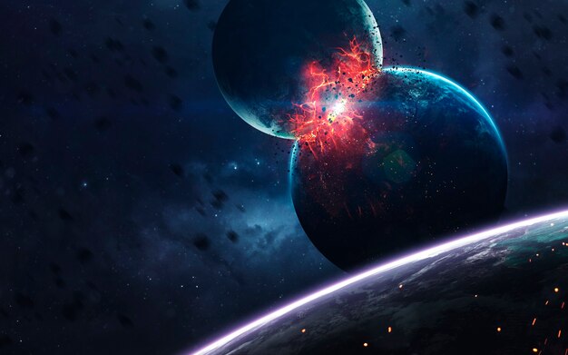 ブラックホール 抽象的な空間の壁紙 星 星雲 銀河 惑星で満たされた宇宙 プレミアム写真