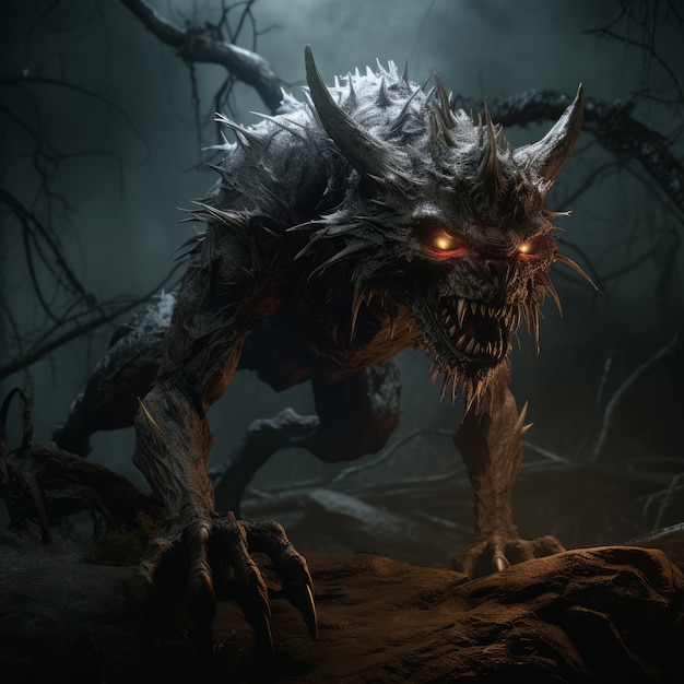 Free photo dark fantasy creature  scene