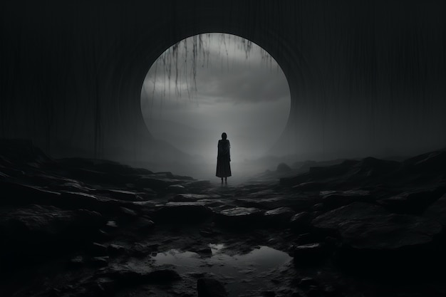 Foto gratuita scena di fantasia oscura