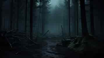 Free photo a dark forest full of magic