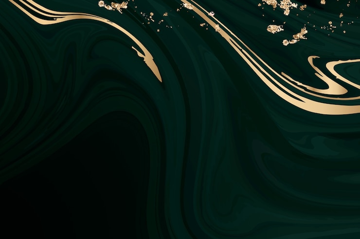 Free Photo dark green marble background with gold touch