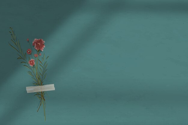 Free Photo dark green wall shadow background with flower