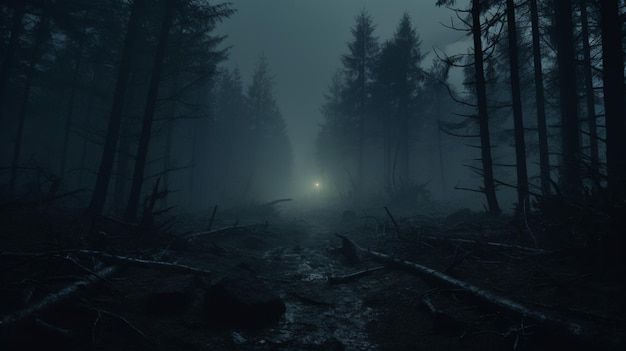 A dark mysterious forest