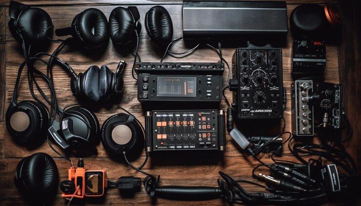 無料Photo 暗黒街のdjがai生成のアンプとターンテーブルを操作