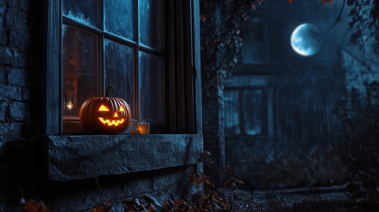 Free Photo dark pumpkin landscape for halloween celebration