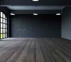 Free photo dark room with wooden floor