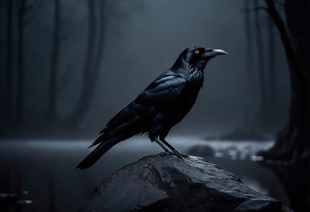 Dark scene of crow in nature