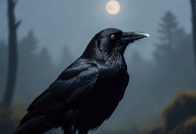 Dark scene of crow in nature