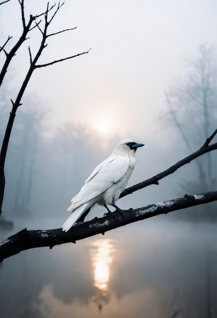 Free photo dark scene of crow in nature