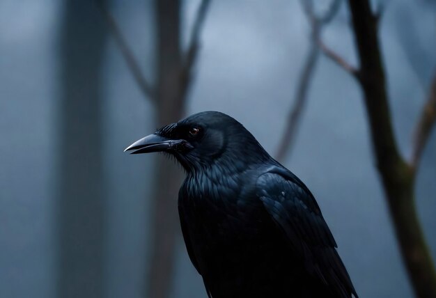 Dark scene of crow in nature