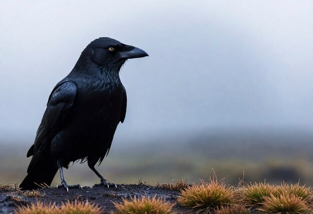 自然の中のカラスの暗いシーン