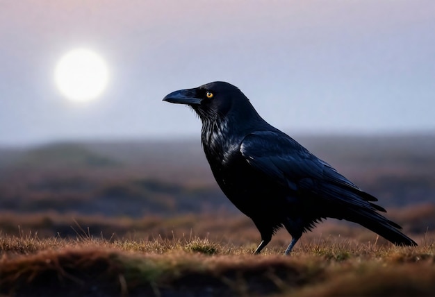 Free photo dark scene of crow in nature