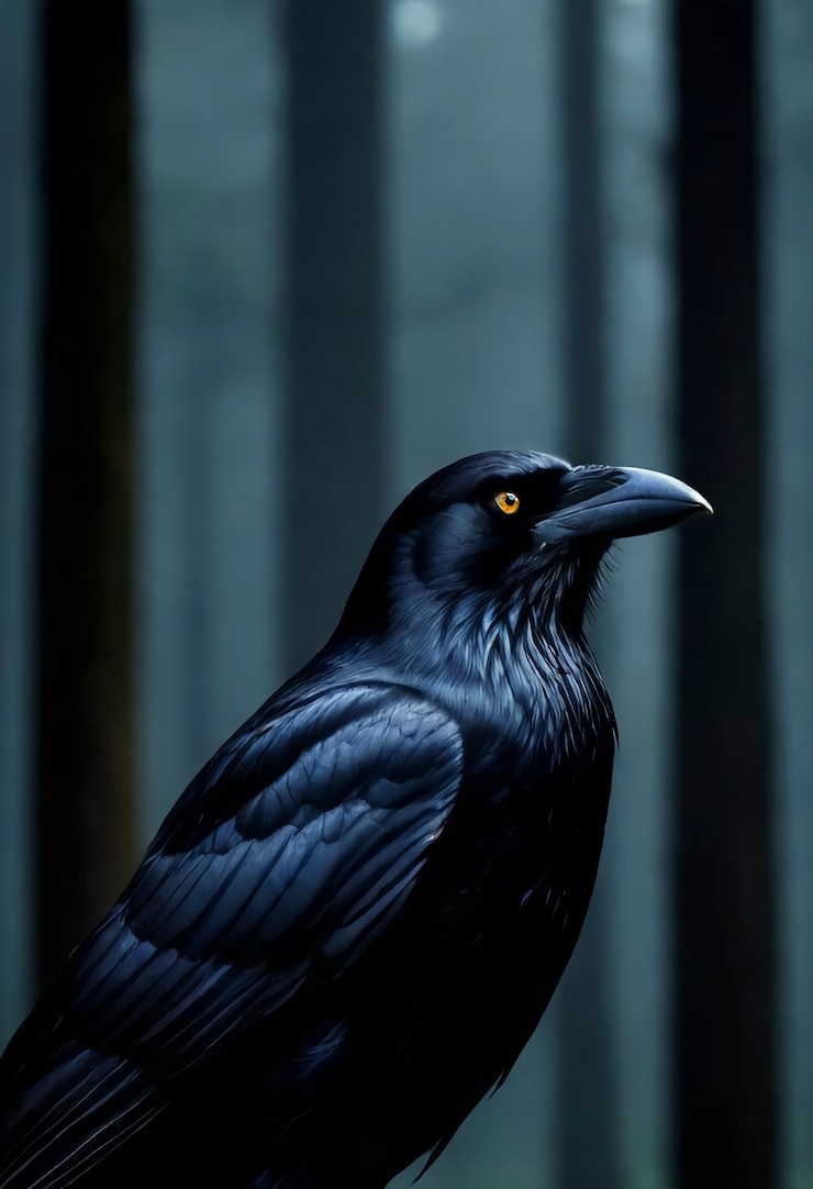 Free Photo dark scene of crow in nature