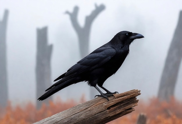 Dark scene of crow in nature