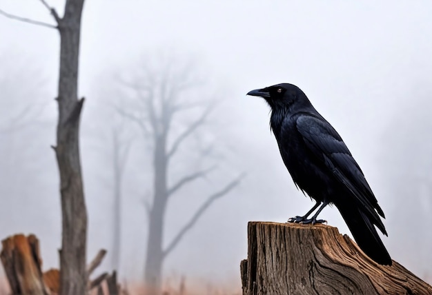 Free photo dark scene of crow in nature