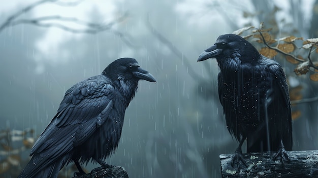 Free photo dark scene of crows outdoors