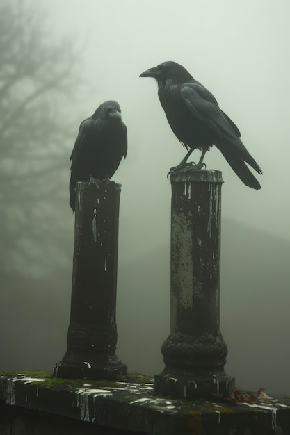 dark scene of crows outdoors