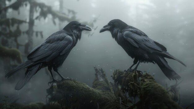 dark scene of crows outdoors