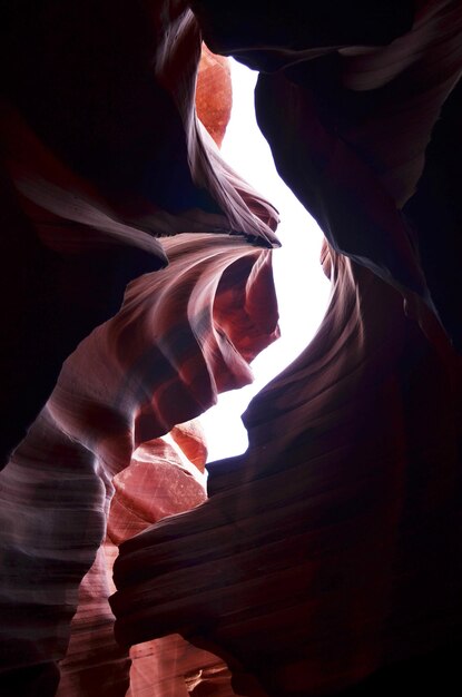 Dark shadows on the walls of Lower Antelope Canyon in Page, Arizona.