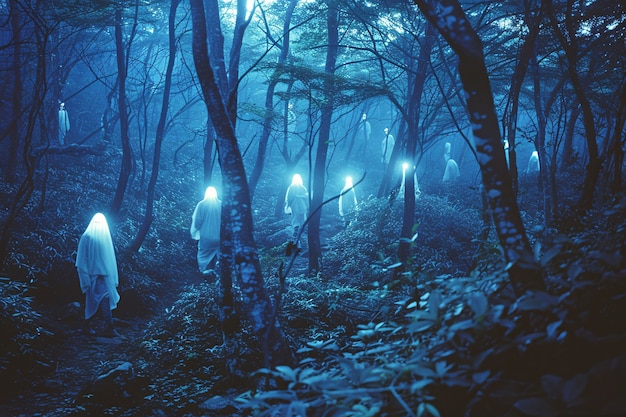 Foto gratuita foresta di stile scuro aokigahara