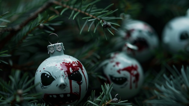 Free photo dark style christmas celebration scene with horror setting