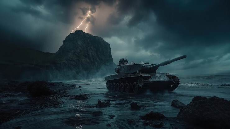 Free Photo dark style war tank on battlefield