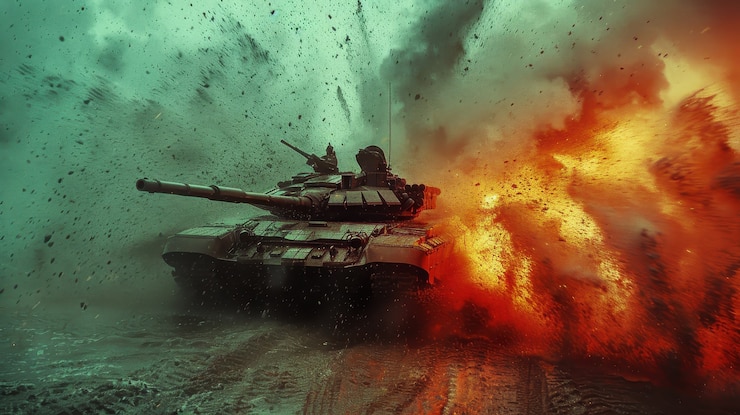 Free Photo dark style war tank on battlefield