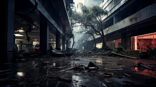 Free photo darkly atmospheric retail environment rendering